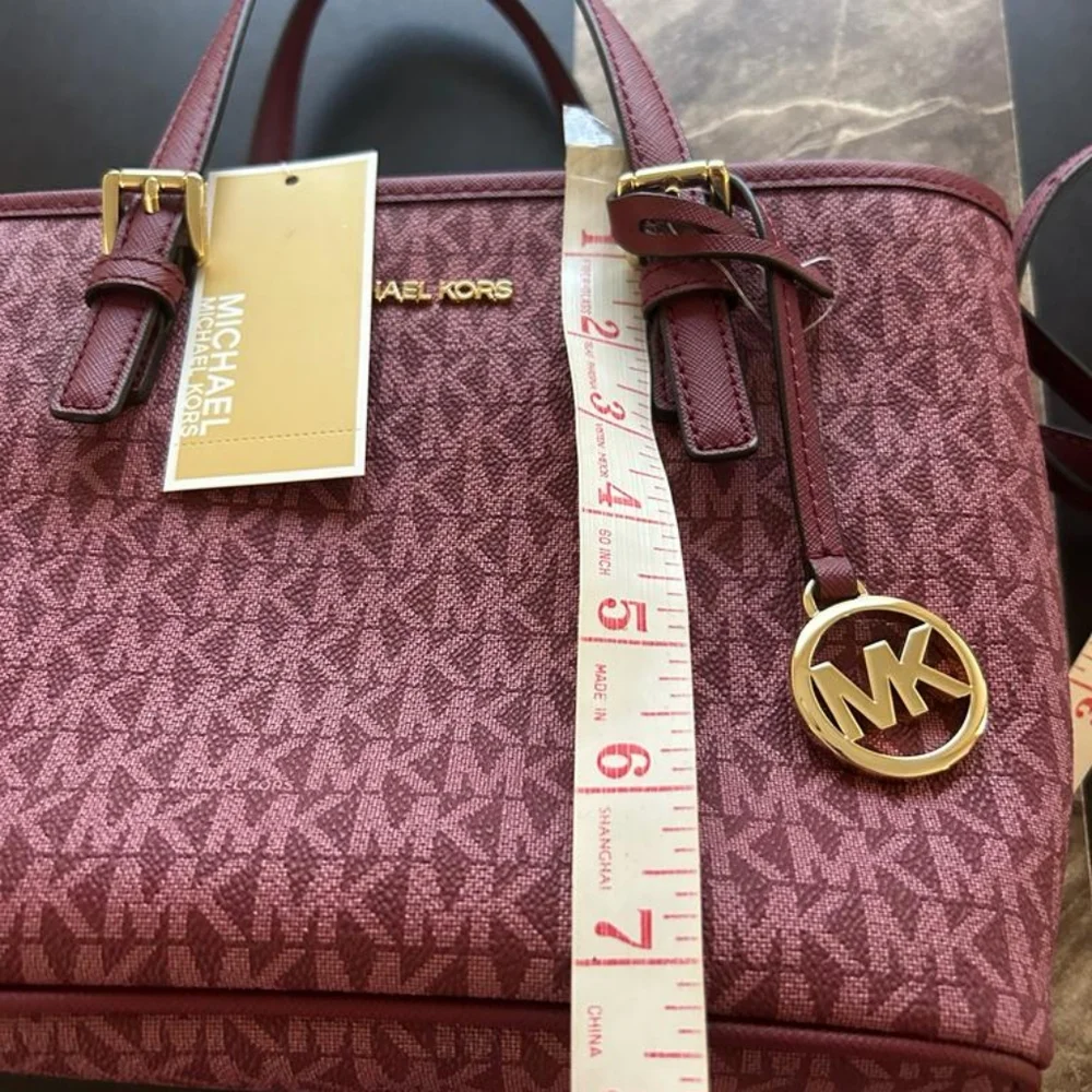 Michael Kors Red Tote with MK Logo and Leather Handles - Picture 10 of 12